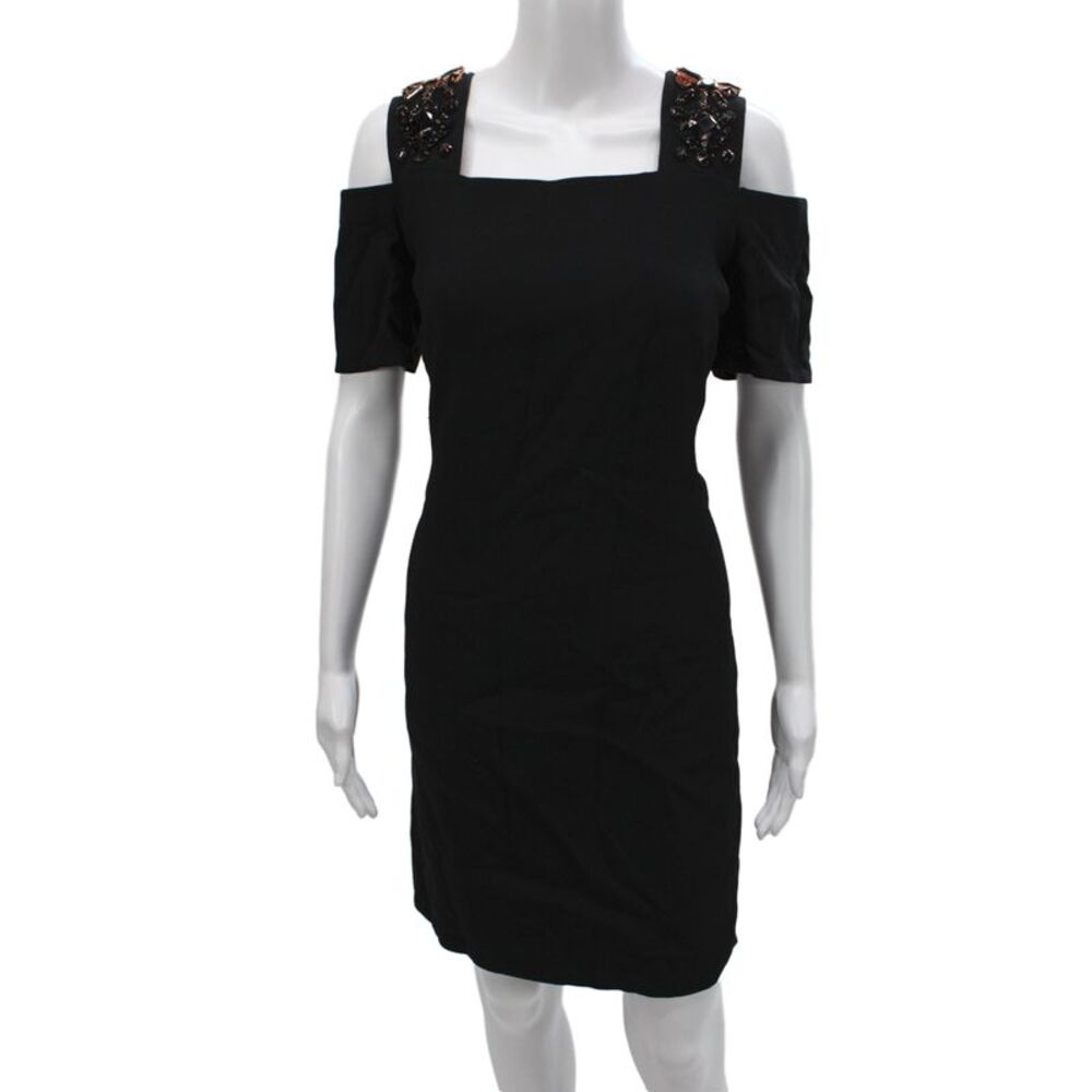 Emilio Pucci Women Bodycon Sheath Dress Black Short Sleeve Viscose Size 14